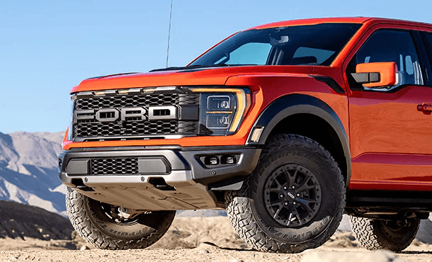 Orange Ford F150 Raptor 
