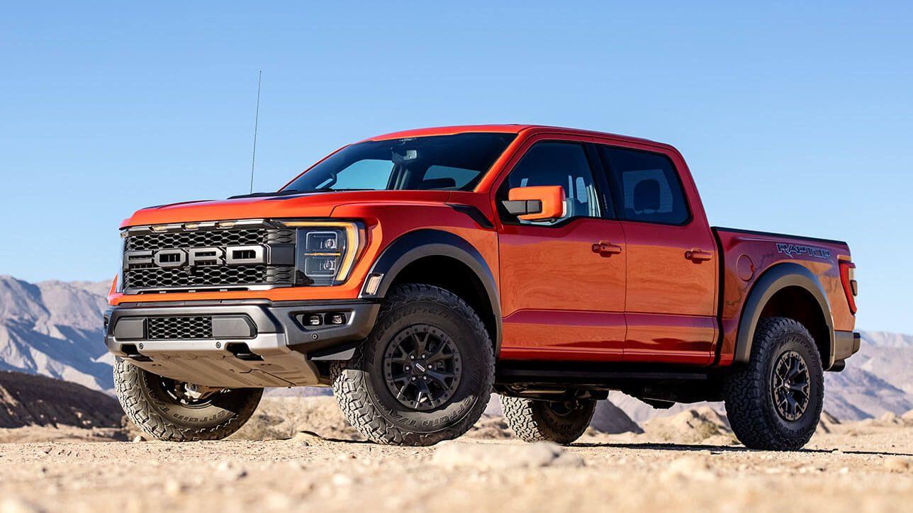 Orange Ford F150 Raptor 